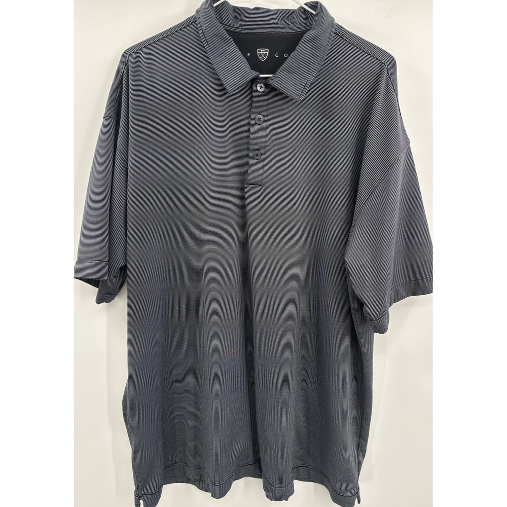 Nike Golf Men's Dri Fit UV Polo Shirt Black And Gray Striped Sz XXL